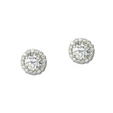 Round Halo Cubic Zirconia Stud Earrings