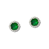 Round Halo Cubic Zirconia Stud Earrings - view 4