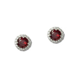 Round Halo Cubic Zirconia Stud Earrings - view 6