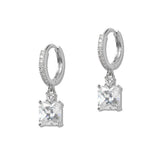 Square Cubic Zirconia Halo Drop Hoop Earrings - view 2