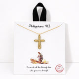 Philippians 4:13 Cross Pendant Necklace