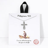 Philippians 4:13 Cross Pendant Necklace - view 2