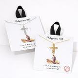 Philippians 4:13 Cross Pendant Necklace - view 3