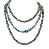 Western Navajo Turquoise Bead Multi Layered Necklace