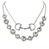 Western Horsebit Accent Crystal Rhinestone Layered Necklace - view 2