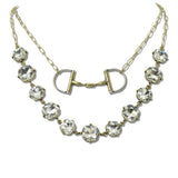 Western Horsebit Accent Crystal Rhinestone Layered Necklace