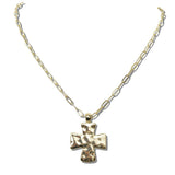 Hammered Cross Pendant Necklace - view 3