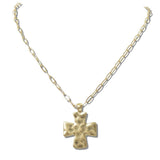 Hammered Cross Pendant Necklace