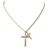 Hammered Double Cross Pendant Necklace - view 2