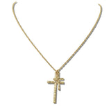 Hammered Double Cross Pendant Necklace