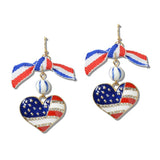 Patriotic American Flag Heart BOW Earrings - view 2