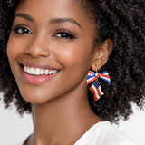 Patriotic American Flag BOW Drop Earrings - view 2