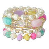 Resin Marbled Bead Multi Layered Stretch Bracelet