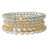 Mixed Metal TWO Tone Multi Layered Stretch Bracelet