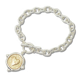 Heart Coin Toggle Charm Rope Chain Bracelet - view 2