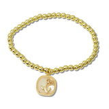 Mother of Pearl Rose Stainless Steel Bead Stretch Bracelet