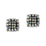 Iridescent Pave Crystal Enamel Stud Earrings