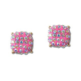 Iridescent Pave Crystal Enamel Stud Earrings - view 2