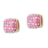 Iridescent Pave Crystal Enamel Stud Earrings - view 3