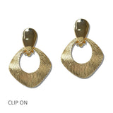 Textured Geometric Clip on Earrings