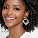 Textured Geometric Clip on Earrings - view 3