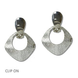 Textured Geometric Clip on Earrings - view 2