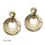 Honeycomb Textured Geometric Clip on Earrings