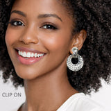 Honeycomb Textured Geometric Clip on Earrings - view 3