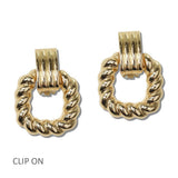 Twisted Rope Texture Clip on Earrings