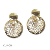 Filigree Cutout Geometric Clip on Earrings