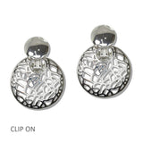 Filigree Cutout Geometric Clip on Earrings - view 2