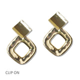 Hammered Square Clip on Earrings