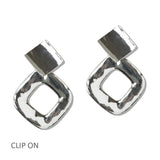 Hammered Square Clip on Earrings - view 2