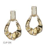 Hammered Teardrop Clip on Earrings - view 2