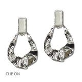 Hammered Teardrop Clip on Earrings - view 3