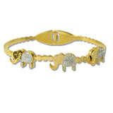 Pave Crystal Elephant Stainless Steel Bangle Bracelet