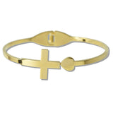 Cross and Heart Stainless Steel Bangle Bracelet - view 2
