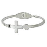 Cross and Heart Stainless Steel Bangle Bracelet