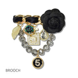 Number 5 Designer Inspired Multi Charm Brooch
