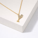 Chilled Serenity Cubic Zirconia Martini Cocktail Pendant Necklace - view 5