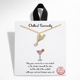 Chilled Serenity Cubic Zirconia Martini Cocktail Pendant Necklace - view 2