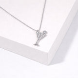 Chilled Serenity Cubic Zirconia Martini Cocktail Pendant Necklace - view 4