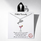 Chilled Serenity Cubic Zirconia Martini Cocktail Pendant Necklace - view 3