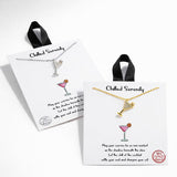 Chilled Serenity Cubic Zirconia Martini Cocktail Pendant Necklace