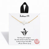 Joshua 1:9 Mother of Pearl Side Cross Pendant Necklace