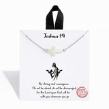 Joshua 1:9 Mother of Pearl Side Cross Pendant Necklace - view 2