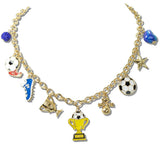 World CUP Soccer Enamel Charm Necklace