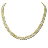 Pave Crystal Cuban Link Stainless Steel Chain Necklace