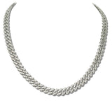 Pave Crystal Cuban Link Stainless Steel Chain Necklace - view 2