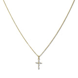 Gold Dipped Dainty Crystal Marquise Cross Pendant Necklace